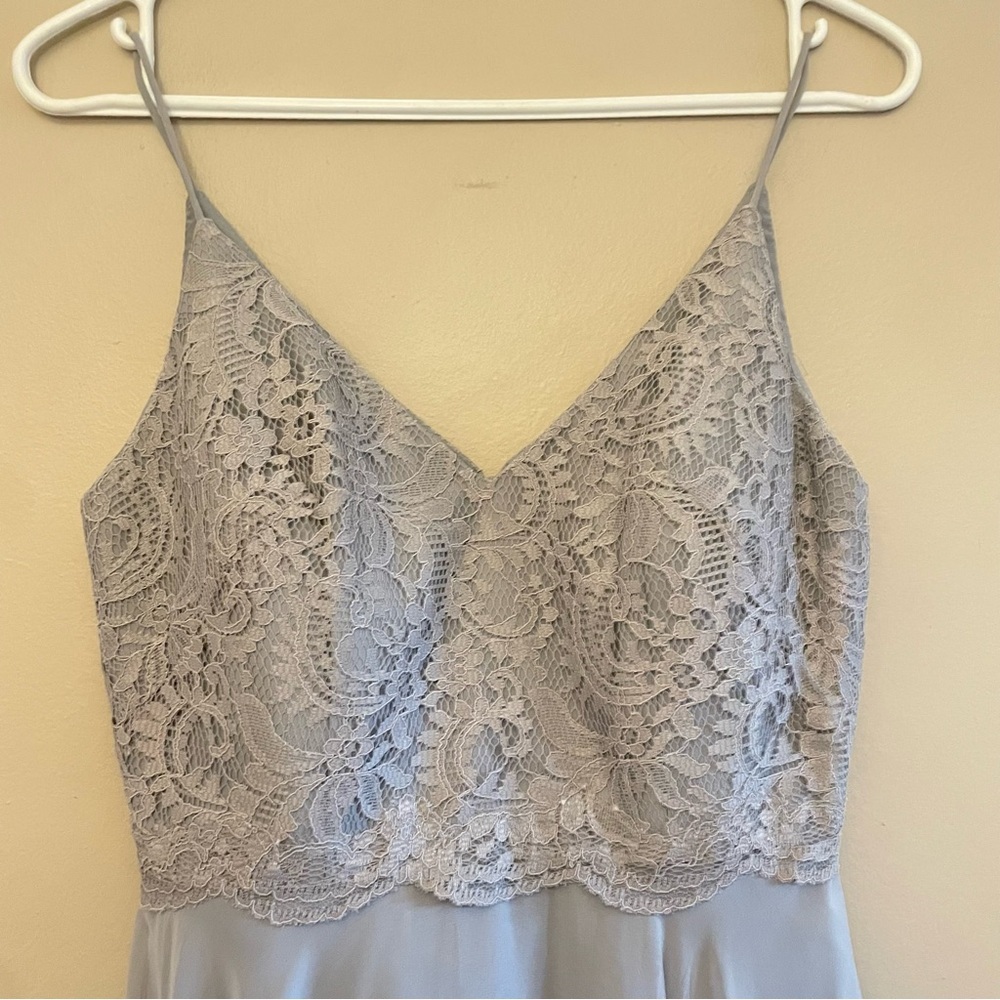 Dessy Collection Powder Blue/Grey Lace Bodice Dress – Size 2 EUC - Picture 4 of 16